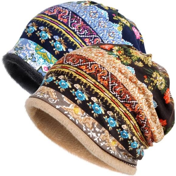 2 Pack Women\'s Velvet Skull Beanie Thin Bonnet Cap Casual Beanie Hat main image 5